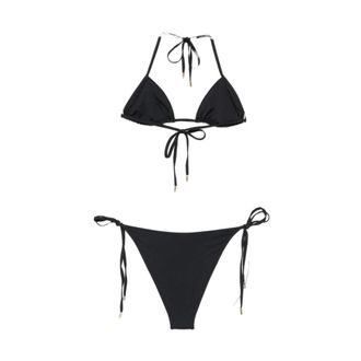 Marine Serre Bikinis, female, Black, Size: M Triangle Jersey Bikini Set