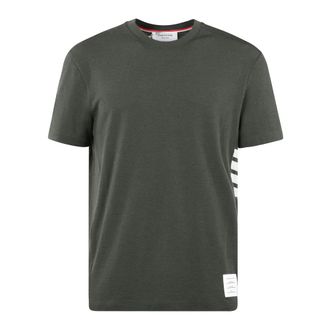 Thom Browne Tops, Heren, Groen, L, Wol, Wollen Jersey T-shirt met 4 Bar