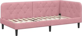 vidaXL Corner Bed Frame with Headboard Pink 90 x 190 cm Velvet vidaXL