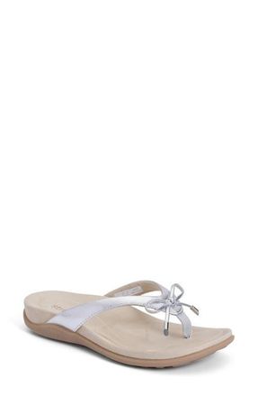 Strive Footwear Island II Bow Water Resistant Thong Slide Sandal in Silver at Nordstrom, Size 8.5