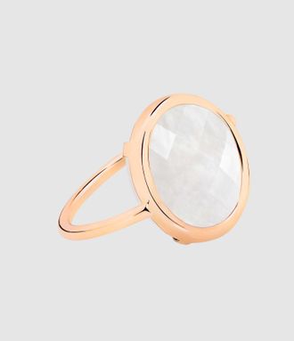 Ginette NY Bague Pixie Baby Disc Pierre de Lune Blanche Or Rose