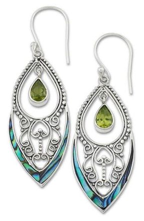 Samuel B. Abalone Drop Earrings in Silver/Peridot at Nordstrom Rack