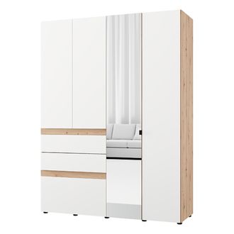 Dmora Armario Grande Ushuaia, Habitaci&oacute;n Con 3 Cajones, 3 Estantes, Barra Para Colgar, 155x208h Cm Blanco Mate