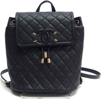 Chanel Black Grained Calfskin Backpack (Pre-Owned)