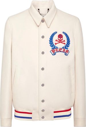 Philipp Plein Bomber Collar Shirt - Heren - Bomber jackets - Wit - L - Wol - Jassen