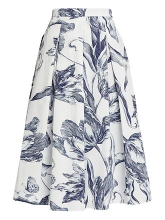 Erdem floral-print pleated midi skirt - White