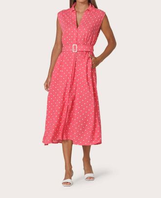Lusana Chloe Belted Linen Shirt Dress In French Spot