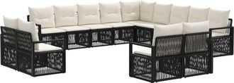 vidaXL Conjunto De Sof&aacute;s De Jard&iacute;n 13 Uds. Negro Rat&aacute;n Sint&eacute;tico Vidaxl