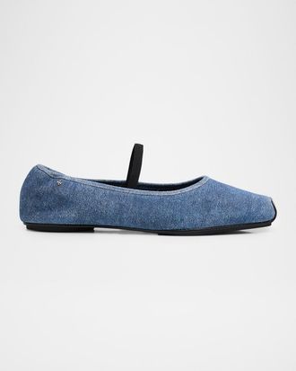 Tory Burch Runway Denim Ballet Flats