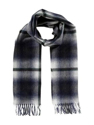 Begg x Co checked fringed scarf - men - Wool - One Size - Blue