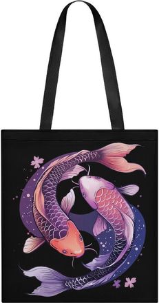 Generic Japanese Yin Yang Fish Tote Bag for Women Men Shoulder Bags Purses Pouch Handbags