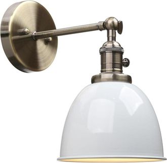 OEM Aplique De Pared Met&aacute;lico Ajustable, Pantalla De Hierro Estilo Cuenco, Iluminaci&oacute;n Industrial Retro Blanca (bombilla No Incluida)