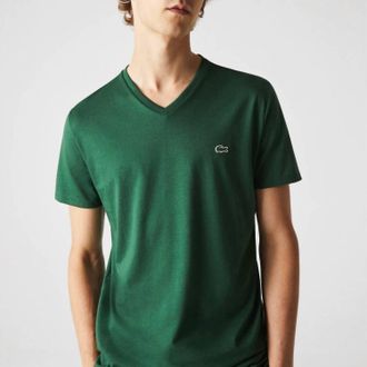 Lacoste V-Neck Tee In Green