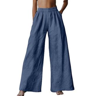 SotRong Pantalon évasé à Jambes Larges Pour Femme Taille élastique - Foto 4