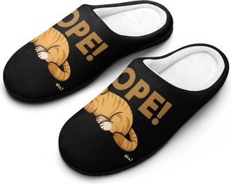 Generic Funny Cat Nope Mens House Slippers Memory Foam Washable Cotton Slip on Home Shoes