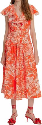 Exquise Ruffle Neck Floral Maxi Dress In Original Print