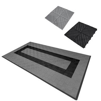MonsterShop Vented Garage Floor Tiles With Edges - 90 Grey & 30 Black