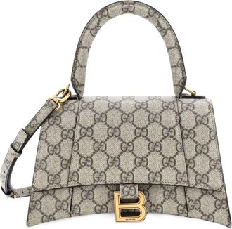 Gucci x Balenciaga The Hacker Project Hourglass Top Handle Bag GG Coated Canvas Small shoulder bag - Marrone