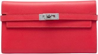 Herm&egrave;s Pre-owned Kelly Long Wallet - Dames - Vintage Clutch - Rood - ONE Size - Leer - Vintage