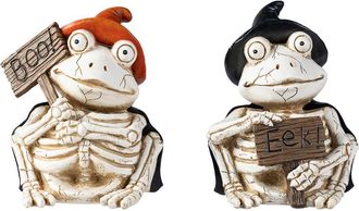 Glitzhome Set of 2 Halloween Resin Skull or Highland Cow Table Decor in White at Nordstrom, Size Medium