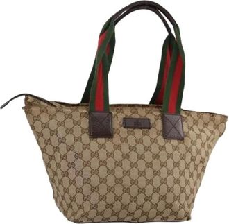 Gucci Pre-owned Tote Bags, female, Beige, Size: ONE SIZE Pre-owned Vintage Canvas Tote Bag