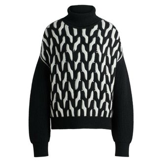 HUGO BOSS Zwarte Trui met Rolkraag - Dames - Coltruien - Zwart - M - Truien & Vesten