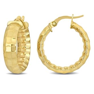 Mimi & Max 22 MM Faceted Earrings in 14K Yellow Gold