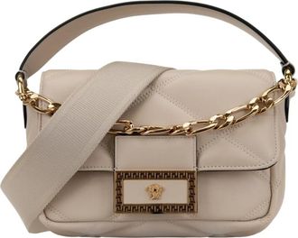 Versace Gewatteerde leren schoudertas met magnetische sluiting - Dames - Handtassen - Wit - ONE Size - Leer - Tassen