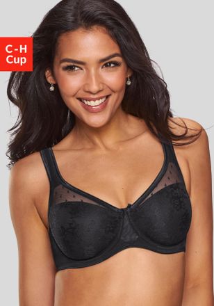Nuance Minimizer-BH NUANCE, Damen, Gr. 100, Cup F, schwarz, Spitze, Obermaterial: 79% Polyamid, 15% Polyester, 6% Elasthan, BHs Minimizer-BH, mit unterlegter