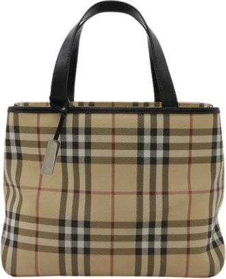 Burberry Pre-owned Tote Bags, female, Beige, Size: ONE SIZE Pre-owned Coated Canvas Tote Bag