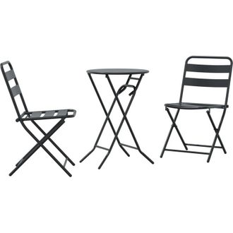 vidaXL Conjunto Bistro 3 Pcs Antracita Acero Vidaxl