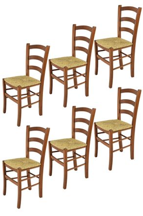 Tommychairs Tommychairs 6 Sillas Venice En Haya Nuez Claro Y Asiento En Paja