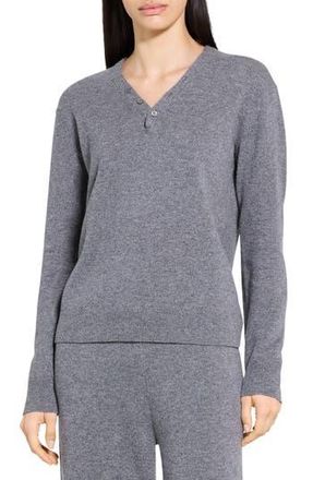 Theory Cashmere Henley Sweater in Light Charcoal at Nordstrom Rack, Size Large