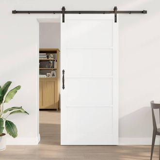 Berkfield Home Sliding Door with Hardware Set White 93x211 cm Solid Wood Pine