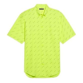 Balenciaga All Over Logo Shirt Neon Yellow 534332TILX67110