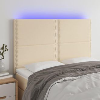 vidaXL Cabecero Con Luces Led Tela Crema 144x5x118/128 Cm Vidaxl