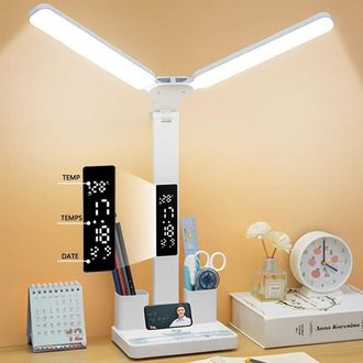 OEM Lampe De Bureau Led, 3 Modes De Luminosit&eacute;, Avec Porte Stylo Et Affichage Num&eacute;rique, Protection Des Yeux, Pour Enfants &Eacute;tude