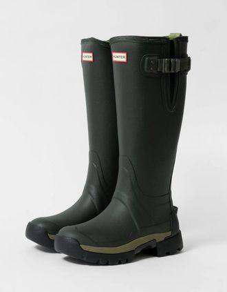 Hunter Womens Hunter Balmoral Side Adjustable 3mm Neo Lined Tech Sole Womens Tall Boot - Dark Olive - Green - Size: 7