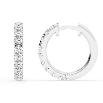 Grown Brilliance 1 Carat Round Lab Grown Diamond Hoop Earrings in Sterling Silver, Color G-H, Clarity SI2-I1, Prong Set