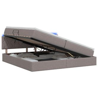 vidaXL Cama De Almacenamiento Led Con Colch&oacute;n Topo 200 X 200 Cm Tela Vidaxl