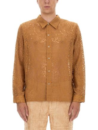 S&eacute;fr Brown Maui Lace Shirt