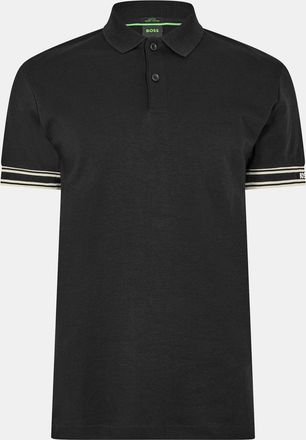 HUGO BOSS Heren Polo Gestreept Slim met manchet (Zwart)