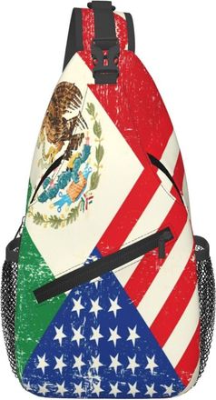 Generic Vintage Mexican American Flag Shoulder Bag Trendy Crossbody Bag Anti Theft Backpack For Runner Outdoors Camping