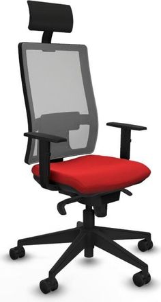 Piqueras y Crespo Piqueras Y Crespo - Horna sincro malla gris similpiel rojo brazos 1D base piramidal cabecero fijo ruedas 65mm nailon