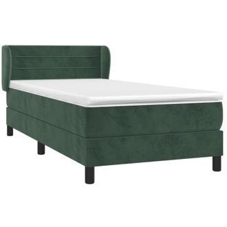 vidaXL Cama Box Spring Con Colch&oacute;n Terciopelo Verde Oscuro 90x200 Cm Vidaxl