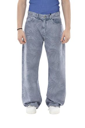 Palm Angels Blue Jacquard Straight Jeans
