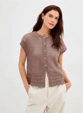 Fransa Womens Openwork cap-sleeve vest