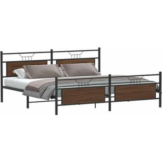 vidaXL Estructura De Cama Sin Colch&oacute;n Metal Roble Marr&oacute;n 200x200 Cm Vidaxl