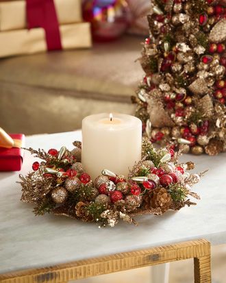 Salzburg Creations Gilded Holiday 4 Candle Ring Wreath