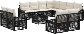 vidaXL Conjunto De Sof&aacute;s De Jard&iacute;n 12 Uds. Negro Rat&aacute;n Sint&eacute;tico Vidaxl